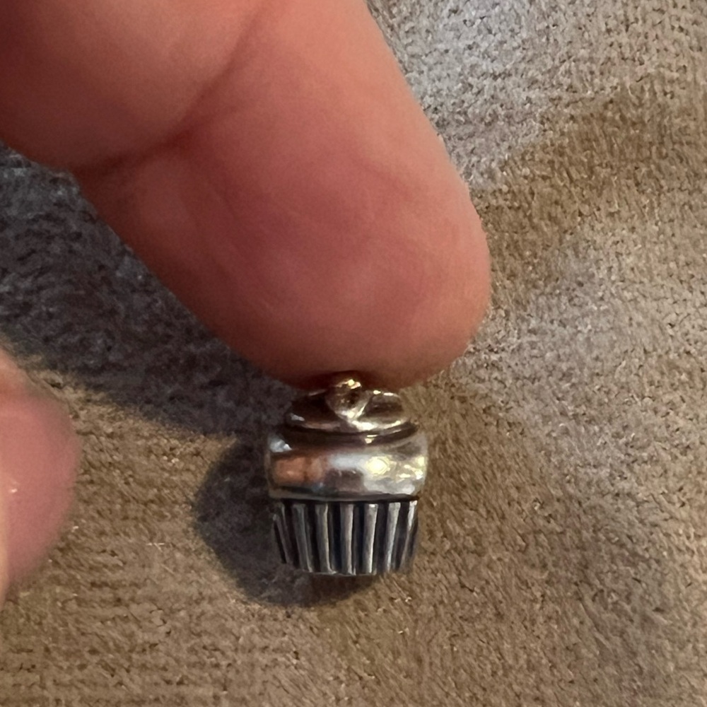 Pandora retired cupcake charm. Sterling Silver and 14k gold